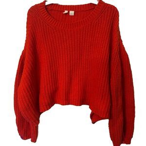 Moth Anthropologie Oversized Rib Knit Sweater Womens Medium Orange Pullover
